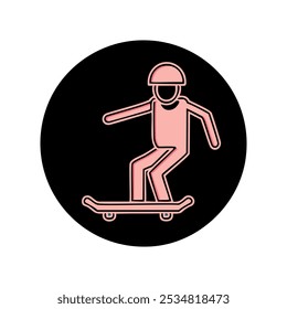 Child skateboarding color icon vector illustration