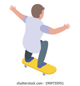 Child skateboarding icon. Isometric of child skateboarding vector icon for web design isolated on white background