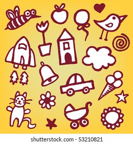  child sketch. Vector seamless pattern.