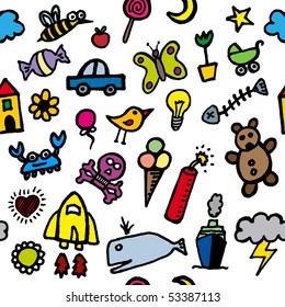 child sketch. Vector seamless pattern.