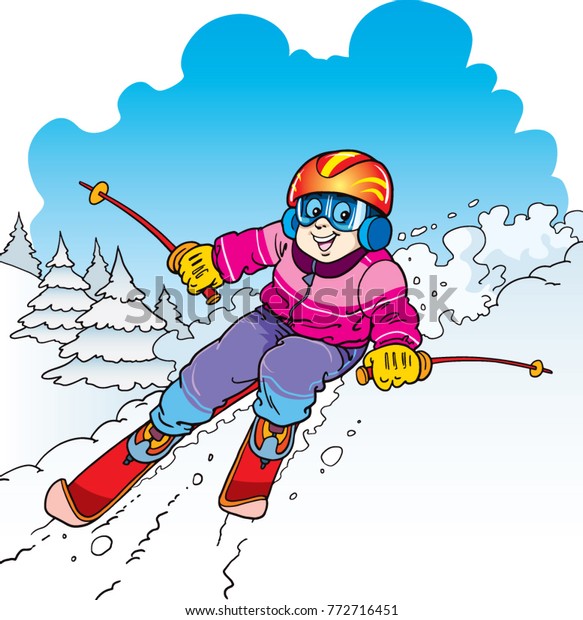 Child Skiing Stock Vector (Royalty Free) 772716451 | Shutterstock