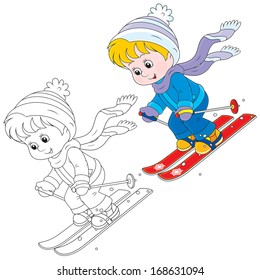 Child Skiing Down