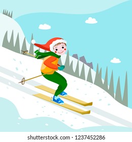 child skiing on a winter landscape