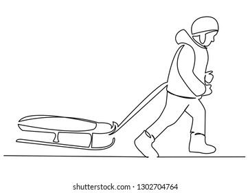 child with a sled