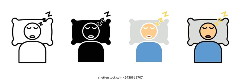 Child Sleeping Icon Set. Baby Nap and Rest Vector Symbols.