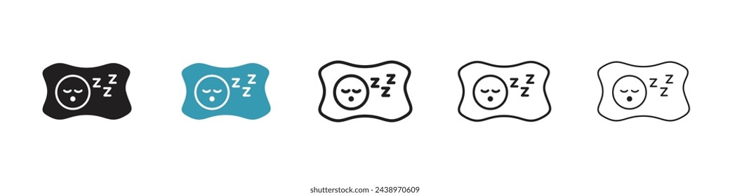 Child Sleeping Icon Set. Baby Nap Time and Restful Sleep Symbols.