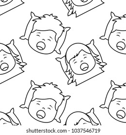 child sleeping pattern image vector illustration design  black line