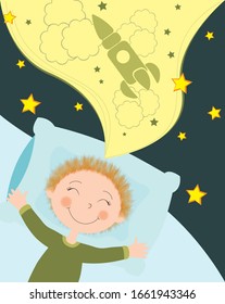 the child sleeps and dreams, vector illustration