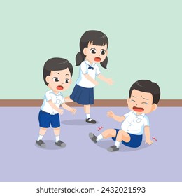 Child slips and falls cartoon vector