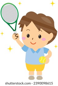 A child smiling and enjoying tennis