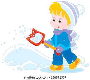 Child with a snow shovel