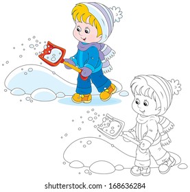 Child with a snow shovel