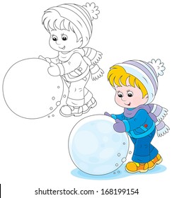 Child with a snowball