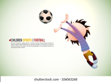 Child Soccer Player Goalkeeper Faults Toward the Football | EPS10 Vector Background | Layers Organized and Named Accordingly