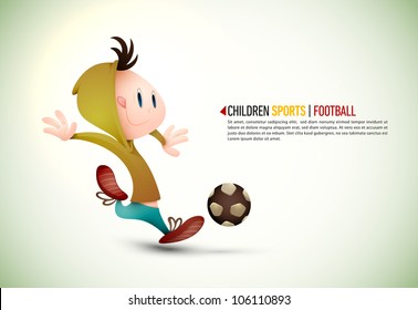 Child Soccer Player PLaying Football | EPS10 Vector Background | Layers Organized and Named Accordingly