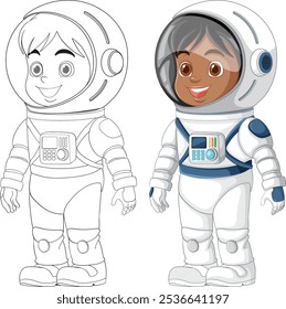 Child in spacesuit ready for space exploration