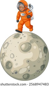 Child in spacesuit walking on the moon