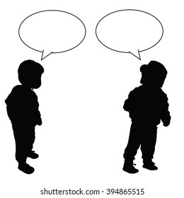 child with speech bubble illustration silhouette