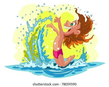child splashing in the sea