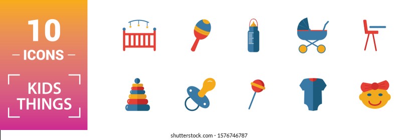 Child Staff icon set. Include creative elements stroller, bottle with pacifier, baby bike, diaper, family icons. Can be used for report, presentation, diagram, web design.