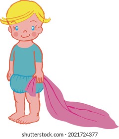 A child standing with a blanket