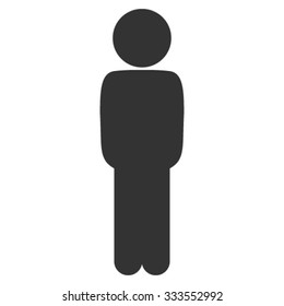 Child Standing Pose vector icon. Style is flat symbol, gray color, rounded angles, white background.