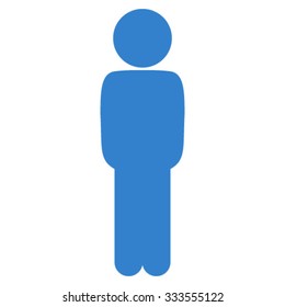 Child Standing Pose vector icon. Style is flat symbol, cobalt color, rounded angles, white background.