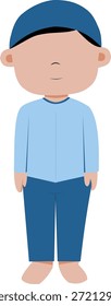 Child Standing Prayer Flat Illustration