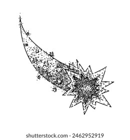 niño estrella otoño dibujado a mano. sueño feliz, niño alegría, niña aventura niña estrella otoño boceto de Vector. ilustración negra aislada