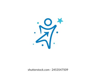 diseño de logotipo de estrella infantil. un niño logra el símbolo de éxito icono Vector