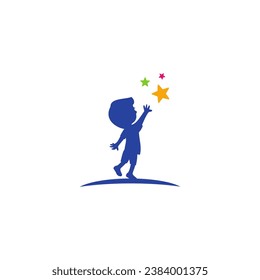 child and stars logo illustration vector	
