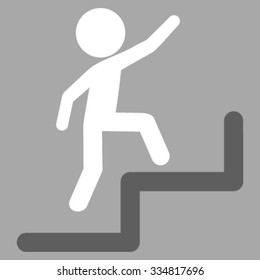 Child Steps Upstairs vector icon. Style is bicolor flat symbol, dark gray and white colors, rounded angles, silver background.