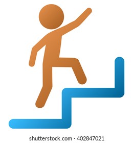 Child Steps Upstairs vector toolbar icon for software design. Style is a gradient icon symbol on a white background.
