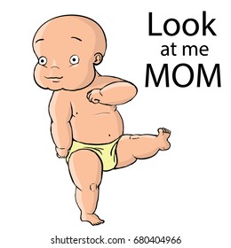 The child steps vector illustration