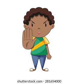 Child stop gesture, vector illustration
