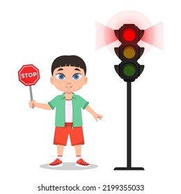 Child Stop Sign Traffic Light Shows Stock Vector Royalty Free 2199355033 Shutterstock Child Stop Sign Traffic Light Shows Stock Vector Royalty Free 2199355033 Shutterstock