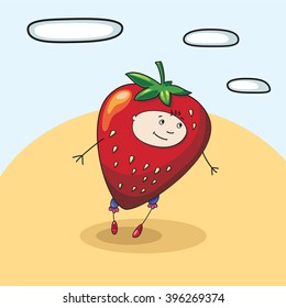 child Strawberry smile vector