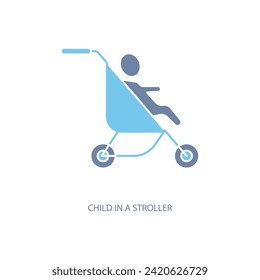 child in a stroller concept line icon. Simple element illustration. child in a stroller concept outline symbol design.