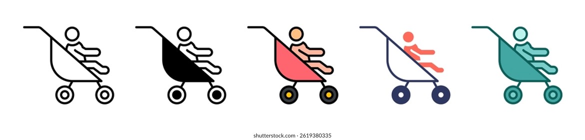Child In A Stroller Icon Multiple Vector Illustration
