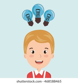 child student idea bulb vector illustration graphic