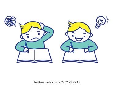  Un niño que estudia con un libro de problemas