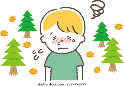 A child suffering from hay fever.