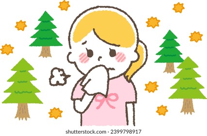 A child suffering from hay fever.