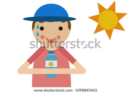 Child with sunscreen on the beach.