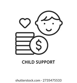 Child support line icon. Child benefit and alimony icon, family law and financial support symbol