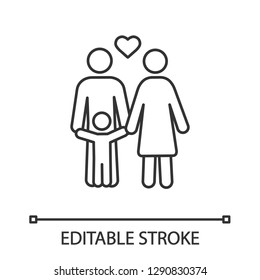 Child support linear icon. Thin line illustration. Family. Childcare. Happy parenthood. Contour symbol. Vector isolated outline drawing. Editable stroke