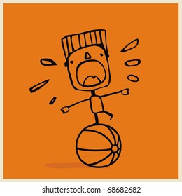 child swinging on a ball