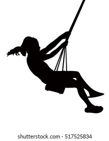 child swinging, silhouette vector