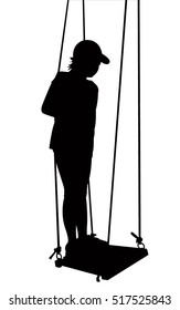 child swinging, silhouette vector