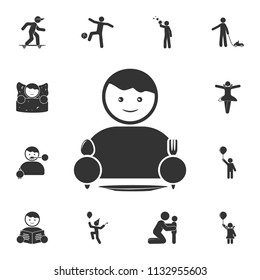 child at the table icon. Detailed set of children life. Premium graphic design. One of the collection icons for websites, web design, mobile app on white background